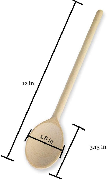 12 Inch Wooden Spoons for Cooking - Set of 6 Premium Wood Utensil Set - Durable Wooden Spoons for Culinary Needs - Ideal Kitchen Essentials