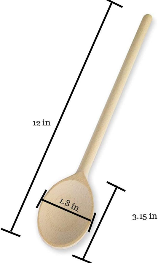 12 Inch Wooden Spoons for Cooking - Set of 3 Premium Wood Utensil Set - Durable Wooden Spoons for Culinary Needs - Ideal Kitchen Essentials
