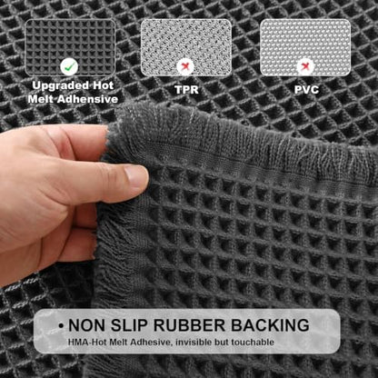 JIUZHEN Set of 2 Waffle Bathroom Rugs Non Slip Bath Mats 16"x24"+24"x48"