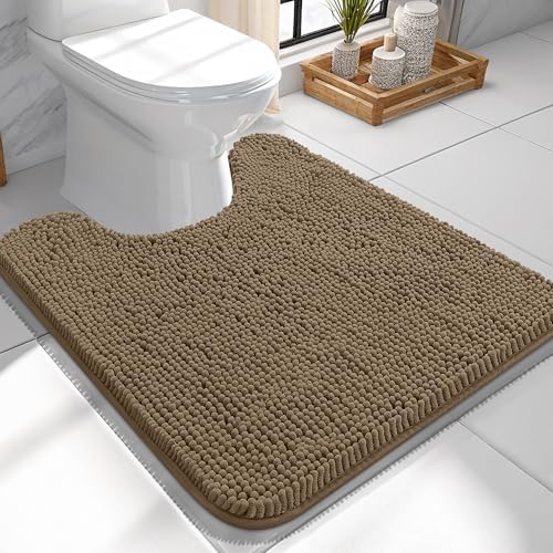 OLANLY Toilet Rugs U-Shaped 24x24, Soft Absorbent Chenille Contour Rugs