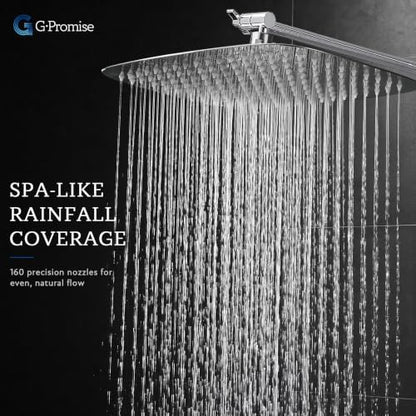 G-Promise All Metal 14" Rain Shower Head with Handheld for Bathroom Upgrade