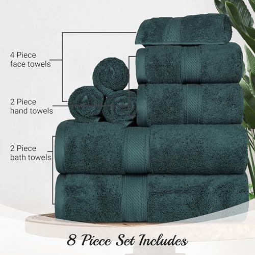 SUPERIOR Egyptian Cotton Ultra Plush & Absorbent, 8 Piece Set, Teal