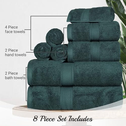 SUPERIOR Egyptian Cotton Ultra Plush & Absorbent, 8 Piece Set, Teal