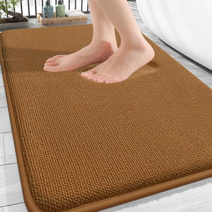 OLANLY Thick Memory Foam Bathroom Rugs 30x20, Absorbent Bath Mat, Ochre