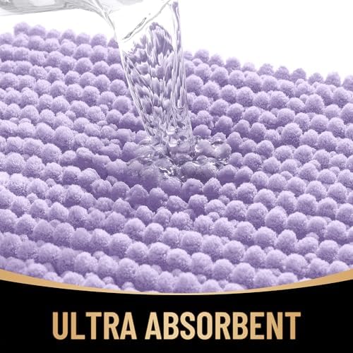 OLANLY Thick Chenille Small Bathroom Rugs Mats 24x16, Lavender