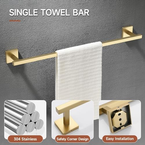 TQKAG 5 Piece Brushed Gold Bathroom Accessories 23.6" Bathroom Hardware Set