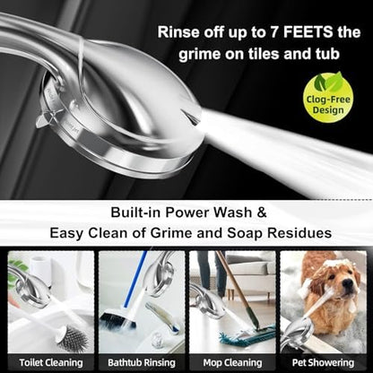 BESAQUO 9 Functions High Pressure Shower Head with Handheld,Built-in Pause Mode&Power Wash,Non-Clogging Nozzles,6ft Hose&Bracket