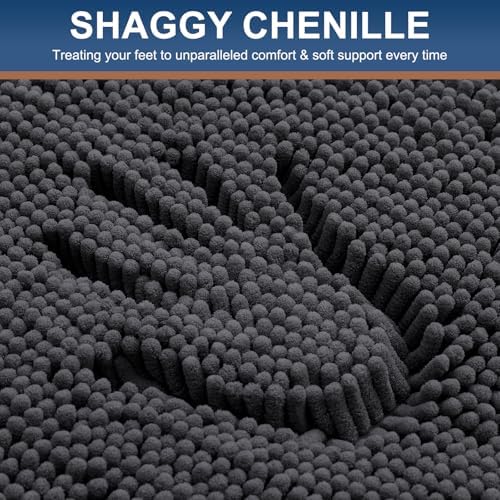 Smiry Bathroom Rugs 84X60, Luxury Chenille Extra Soft Absorbent Bath Mat