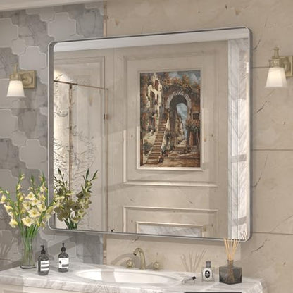 40x36 Inch Brushed Nickel Bathroom Mirror for Wall