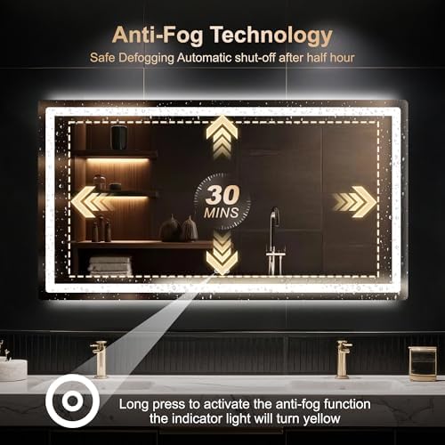 Delma 30x55 LED Bathroom Vanity Mirror with Lights, Anti-Fog, Dimmable