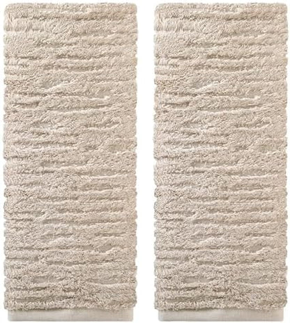 SKL Home CloudSoft Hand Towel Set, 2-Piece, 100% Cotton Luxury, Oatmeal