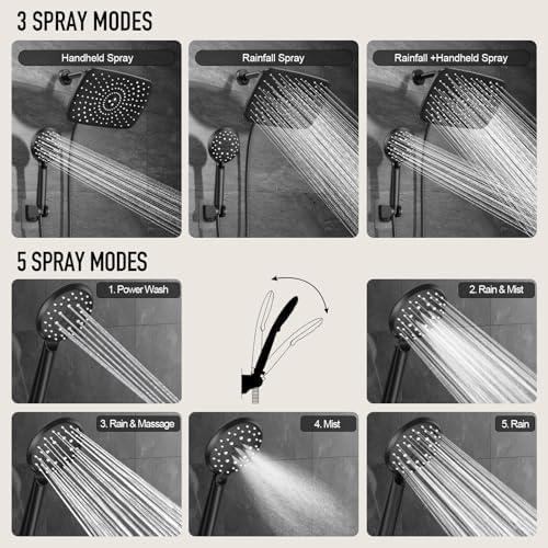 Veken 11.8“ Rain Shower Head with Handheld,Dual High Pressure Shower Heads