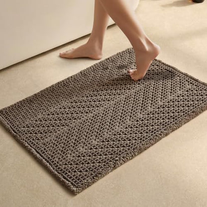 Sunfly Boho Herringbone Waffle Bath Mat, Ultra Soft Non-Slip Bathroom Rug - Super Absorbent & Quick Dry, Washable Bath Rug for Bathroom 24"x36" Taupe
