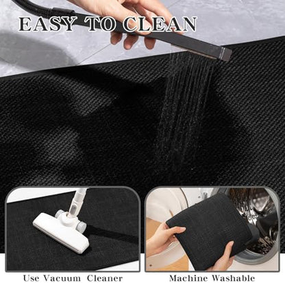 chakme Bathroom Rugs Mat 32x17, Ultra Thin Non Slip Bath Mat Quick Dry Absorbent Bath Mat for Bathroom Floor, (Black, 32"x17")