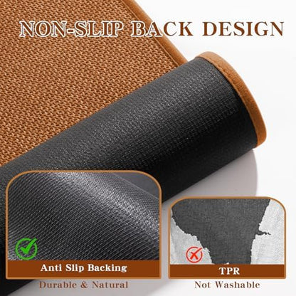 chakme Bathroom Rugs Mat U-Shaped 24x17, Ultra ThinNon Slip Bath Mat Small Quick Dry Absorbent Bath Matfor Bathroom Floor, (Orange, U-24"x17")