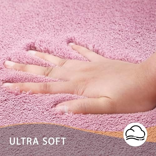 MINIDEAR Bathroom Rugs 32x20 Pink - Thick Memory Foam Bath Mat, Ultra Soft & Plush Fluffy, Non-Slip, Quick Dry, Absorbent Washable Floor Microfiber Mat for Tub, Home Decor Accessories