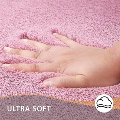 MINIDEAR Bathroom Rugs 32x20 Pink - Thick Memory Foam Bath Mat, Ultra Soft & Plush Fluffy, Non-Slip, Quick Dry, Absorbent Washable Floor Microfiber Mat for Tub, Home Decor Accessories
