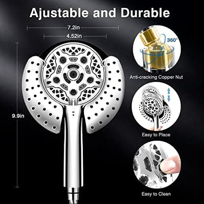 INAVAMZ 2 in 1 Shower Head with Handheld Combo High Pressure Silver 1.8 GPM