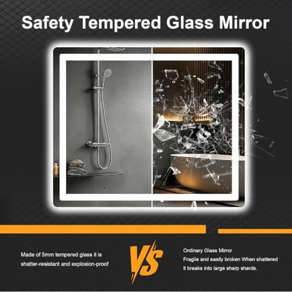TRAHOME LED Bathroom Vanity Mirror with Lights, 36"x30" Lighted Wall Mirror