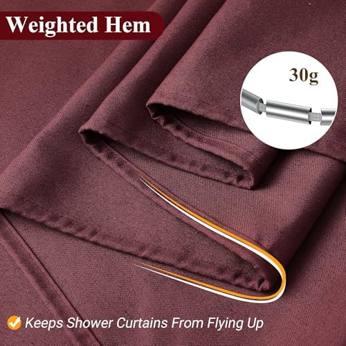 Naturoom Linen Shower Curtain 78 Inch Long for Bathroom Burgundy 1 Panel