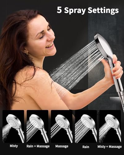 FASDUNT Shower Head with Handheld, High Pressure Showerhead with Long Hose