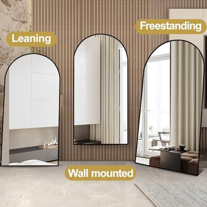Dewfig Arched Full Length Mirror, 76"x34" Large Floor Mirror, Black