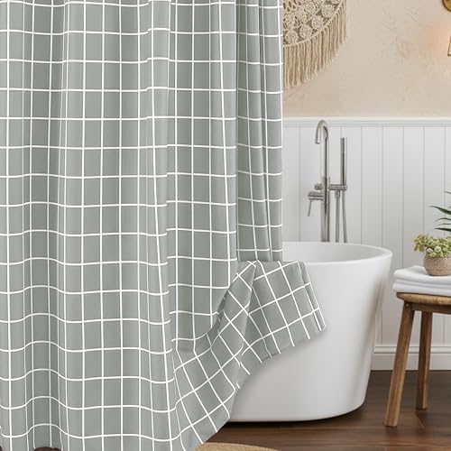 Fabric Farmhouse Shower Curtain-Extra Long Cloth Shower Curtains Bathroom