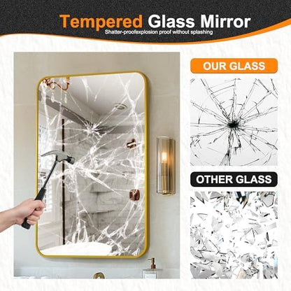 Delma Bathroom Vanity Mirror, Gold Framed Mirror for Over Sink, 30x20