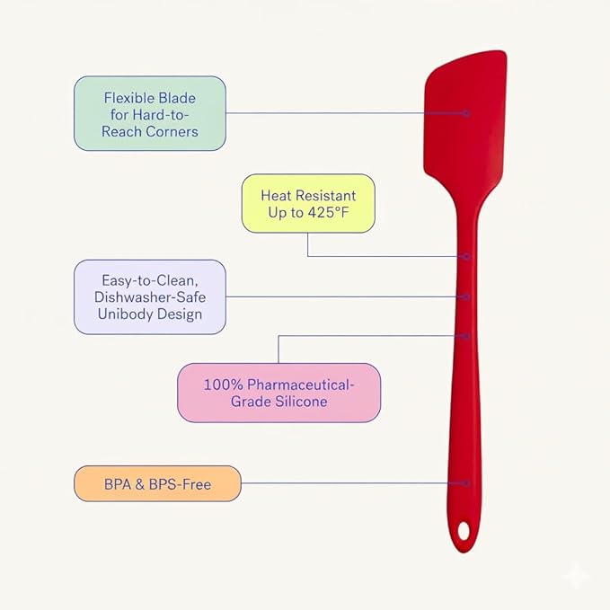GIR: Get It Right Silicone Kitchen Spatula - Non-toxic Cooking Utensils for Nonstick Cookware, Cooking and Baking, Skinny - 11IN - Red