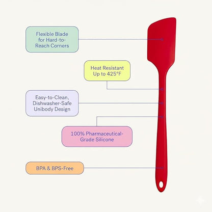 GIR: Get It Right Silicone Kitchen Spatula - Non-toxic Cooking Utensils for Nonstick Cookware, Cooking and Baking, Skinny - 11IN - Red