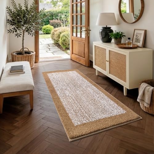 48x24 Long Bathroom Rugs Non Slip Washable, Soft Absorbent Bath Mat Coffee