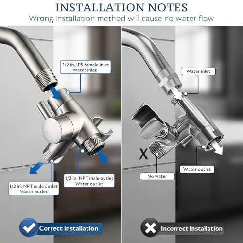 G-Promise Solid Metal Shower Head Diverter with Holder 3-Way