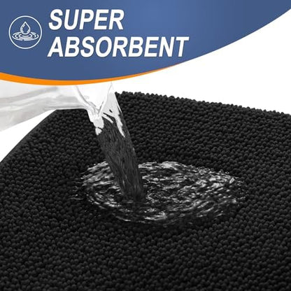 OLANLY Memory Foam Large Bathroom Rugs 59x35, Absorbent Bath Mat, Black