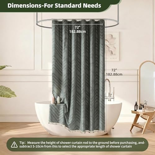 Siiluminisoy Gray Shower Curtain for Bathroom Fabric Boho Shower Curtain Cloth Textured Tufted Chevron Elegant Shower Curtains Waterproof for Bathroom 72" x 72"