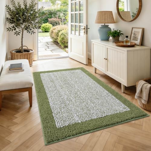 48x32 Bathroom Rugs Non Slip Washable, Soft Absorbent Bath Mat Olive Green