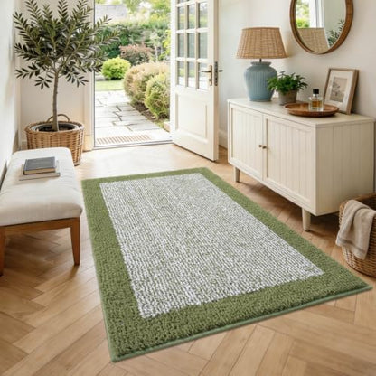 48x32 Bathroom Rugs Non Slip Washable, Soft Absorbent Bath Mat Olive Green