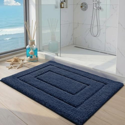DEXI Bathroom Rugs 36x24, Non-Slip and Absorbent Bath Mat, Navy