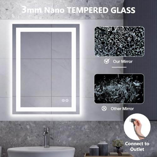 DUMOS 20.1"x28.1" LED Bathroom Mirror, Bathroom Vanity Mirror