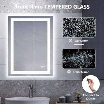 DUMOS 20.1"x28.1" LED Bathroom Mirror, Bathroom Vanity Mirror