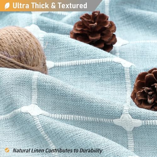 BTTN 54x78 Boho Farmhouse Linen Heavy Duty Fabric Shower Curtain, Fog Blue