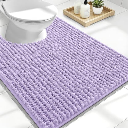 OLANLY Thick Chenille Toilet Rugs U-Shaped 24x20, Lavender