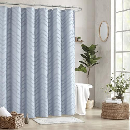 Fog Blue Boho Fabric Shower Curtain 72 x 74 Inches
