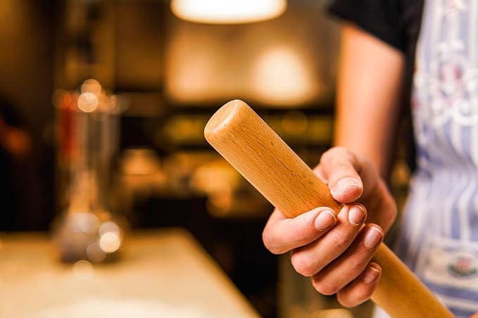 Wood Rolling Pin Dough Roller, Wooden Rolling Pin for Baking Pasta Fondant 13.8 Inches - Straight