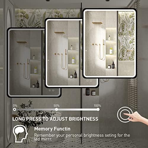 36x28 Inch LED Black Frame Bathroom Mirror,3 Color