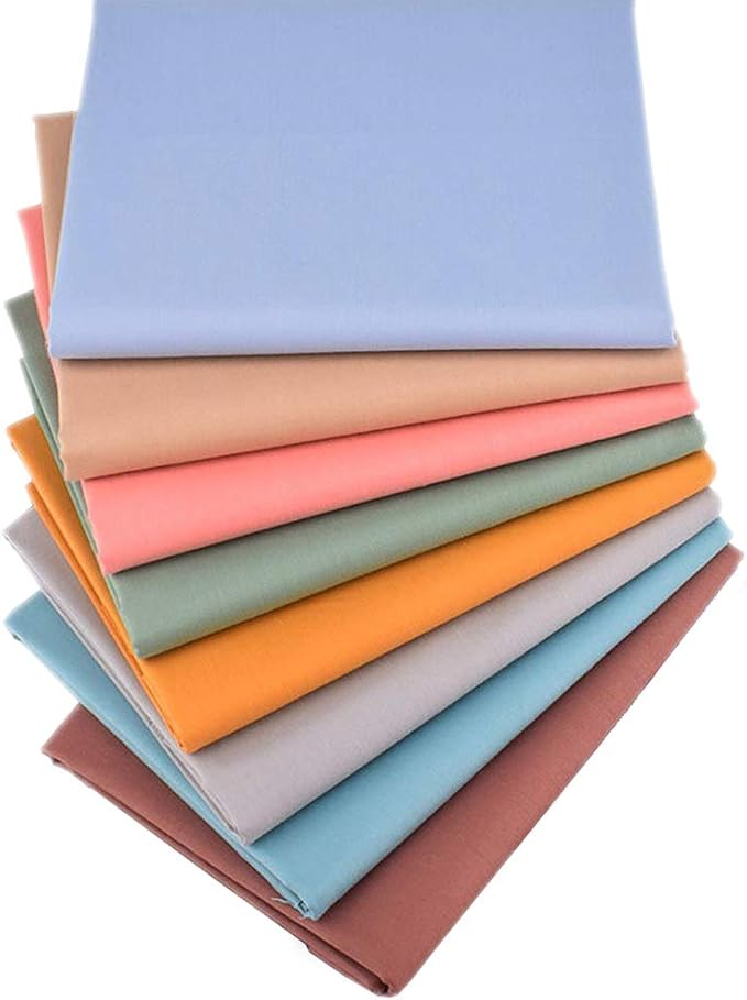 Fabric, 8 pcs/lot Fat Quarter Fabric Bundles Top Cotton 19.69"x19.69" (50 x 50cm) Quilting Cotton Craft, Pre-Cut Squares Sheets for Patchwork Sewing Quilting Crafting, Bright Solid Color.