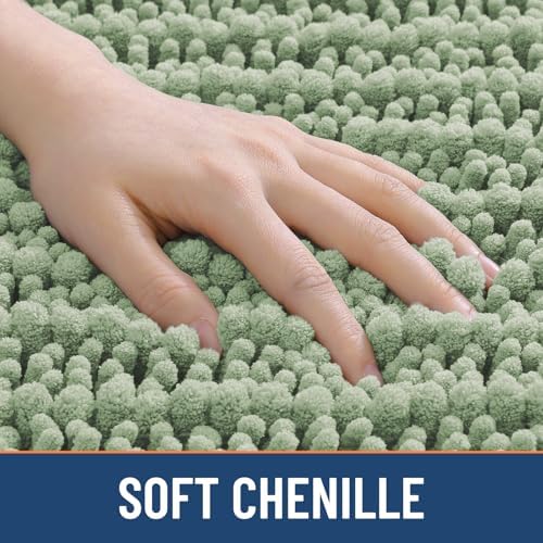 Smiry Bathroom Rugs 30X18, Extra Soft Rubber Backing Chenille Bath Mats