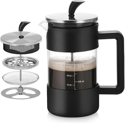 Premium French Press, 34oz | Durable Glass Carafe, Easy-Read Measurements, Ergonomic Handle, Mess-Free Pouring Spout