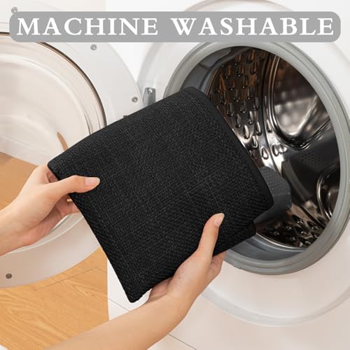 YIHOUSE Bathroom Rugs Thin Bath Mat Sets 2 Pieces Quick Dry,Black