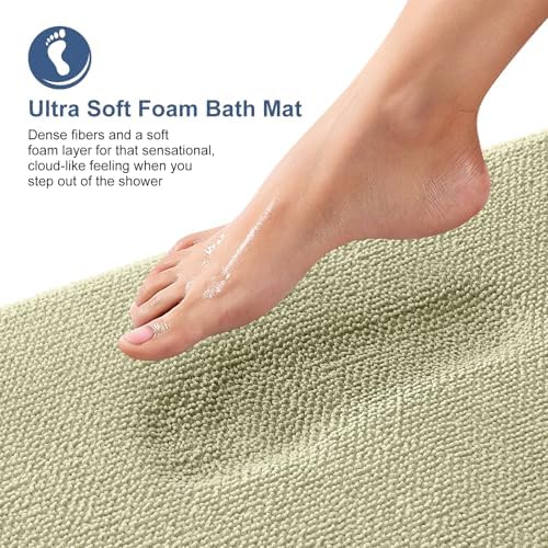 OLANLY Thick Memory Foam Bathroom Rugs 30x20, Absorbent Bath Mat, Vanilla