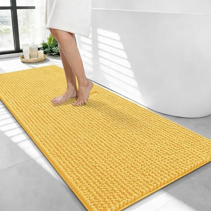 OLANLY Thick Chenille Bathroom Runner Rugs Mats 44x24, Yellow